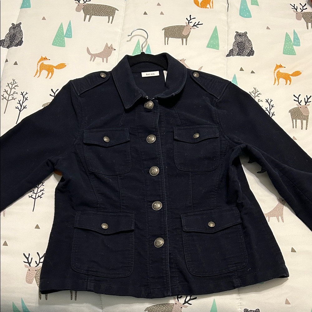 Navy Utility Jacket with Button Accents
